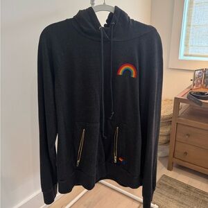 Aviator Nation Black Hoodie with Rainbow Patch